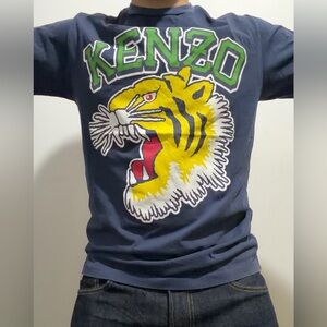 Kenzo Tiger Head Oversized Graphic Tee (Navy)